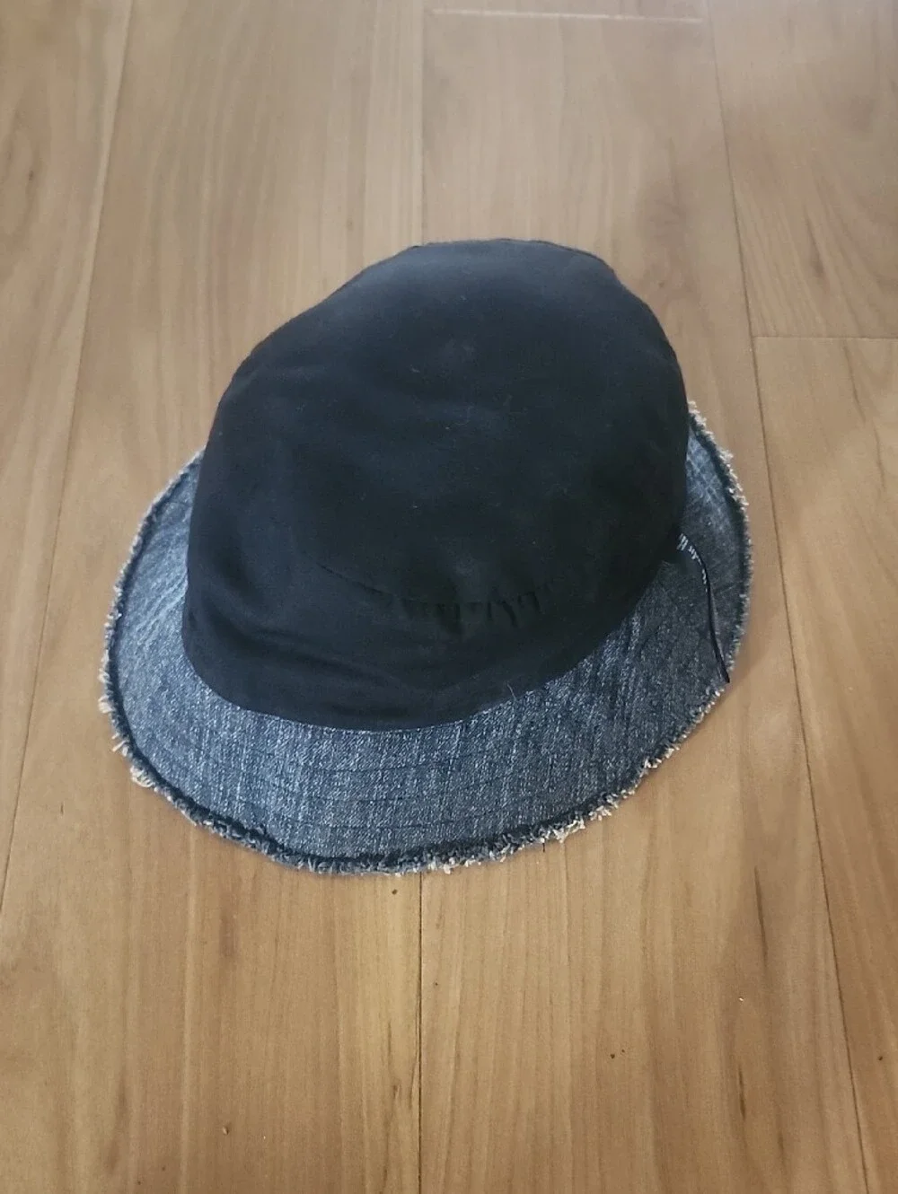 Frayed Patchwork Denim Bucket Hat Blue Jean Sun Cap One Size